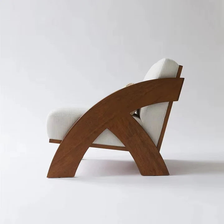 Ouch Cart Modern Wooden Lounge Chair with Cushioned Seat & Curved Armrests OUCH CART