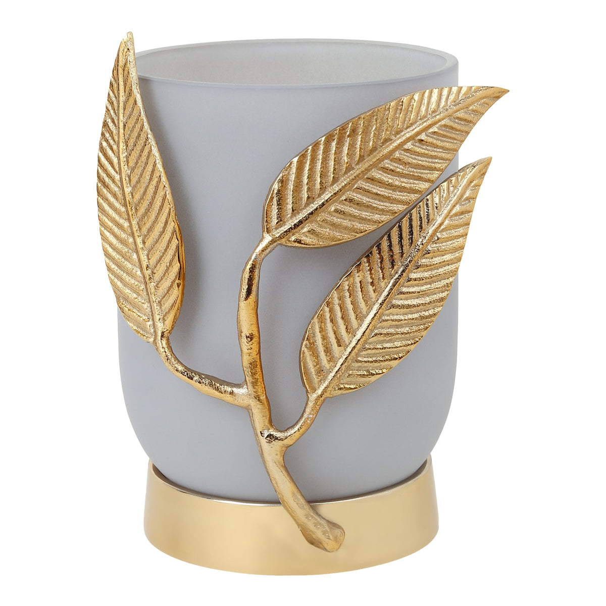 VersaLeaf Glass Vase and Candle Holder in grey & Gold M.M.I. OVERSEAS
