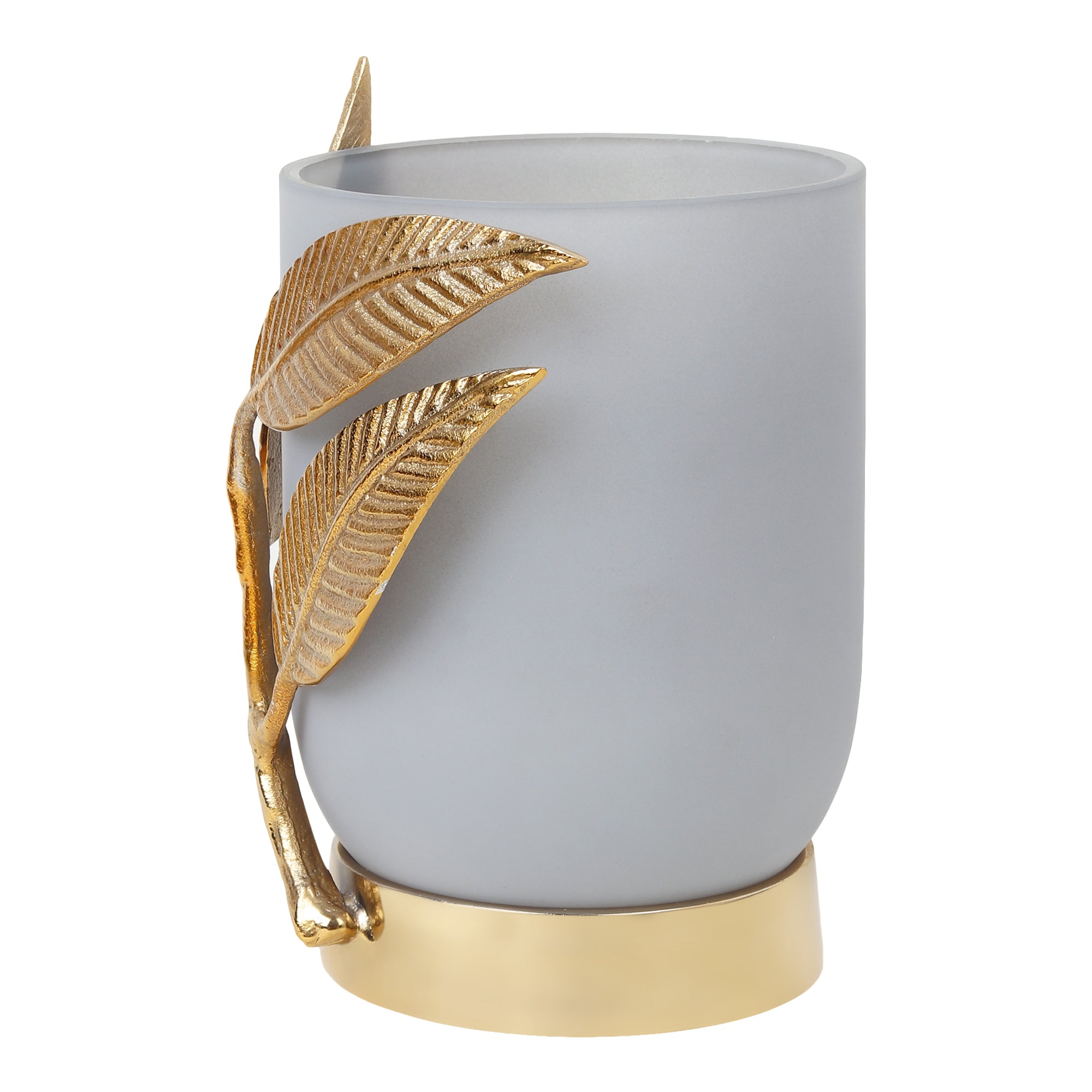VersaLeaf Glass Vase and Candle Holder in grey & Gold M.M.I. OVERSEAS