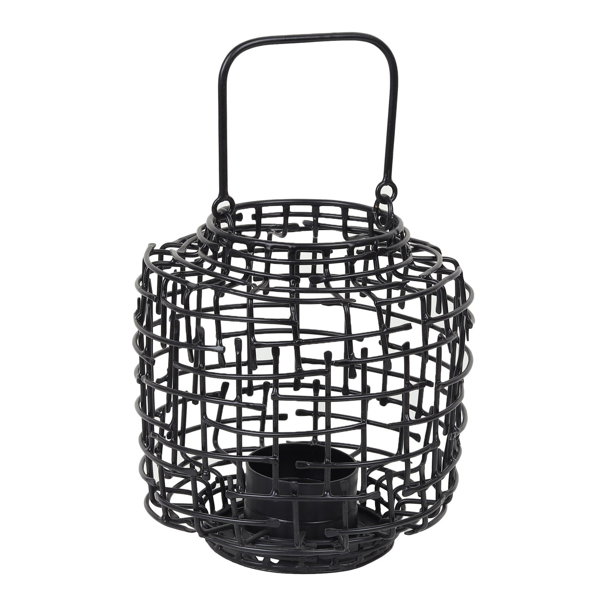 Basketweave Black Tea Light Holder M.M.I. OVERSEAS