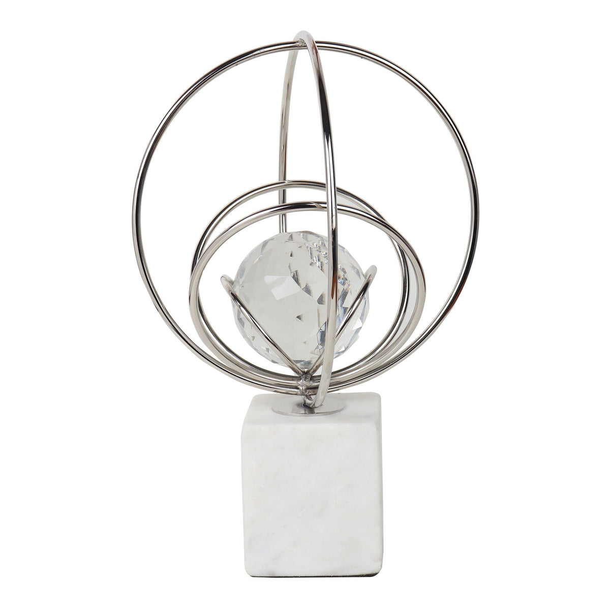 Elysian Silver Rings Crystal Ball Sculpture Ouch Cart
