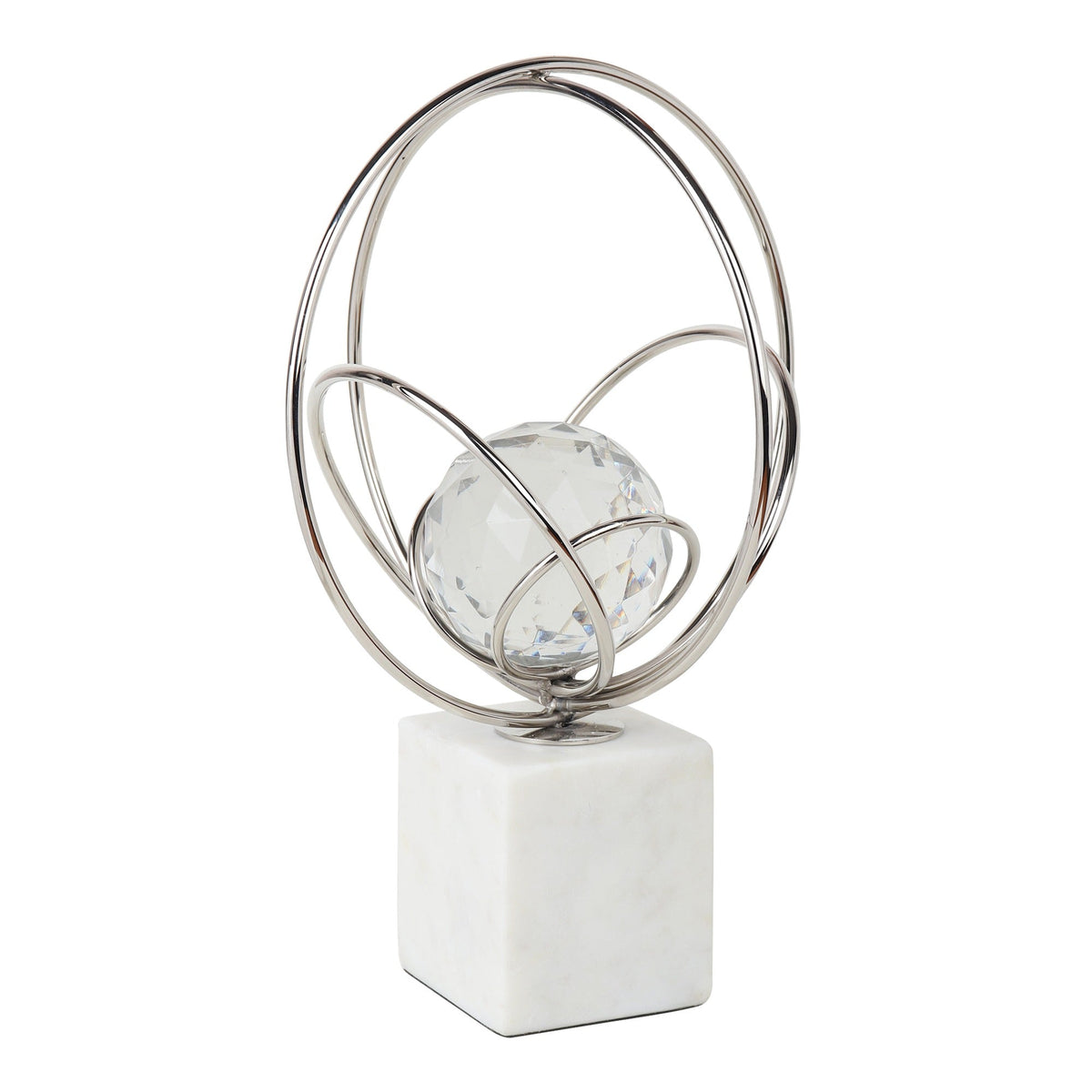 Elysian Silver Rings Crystal Ball Sculpture Ouch Cart