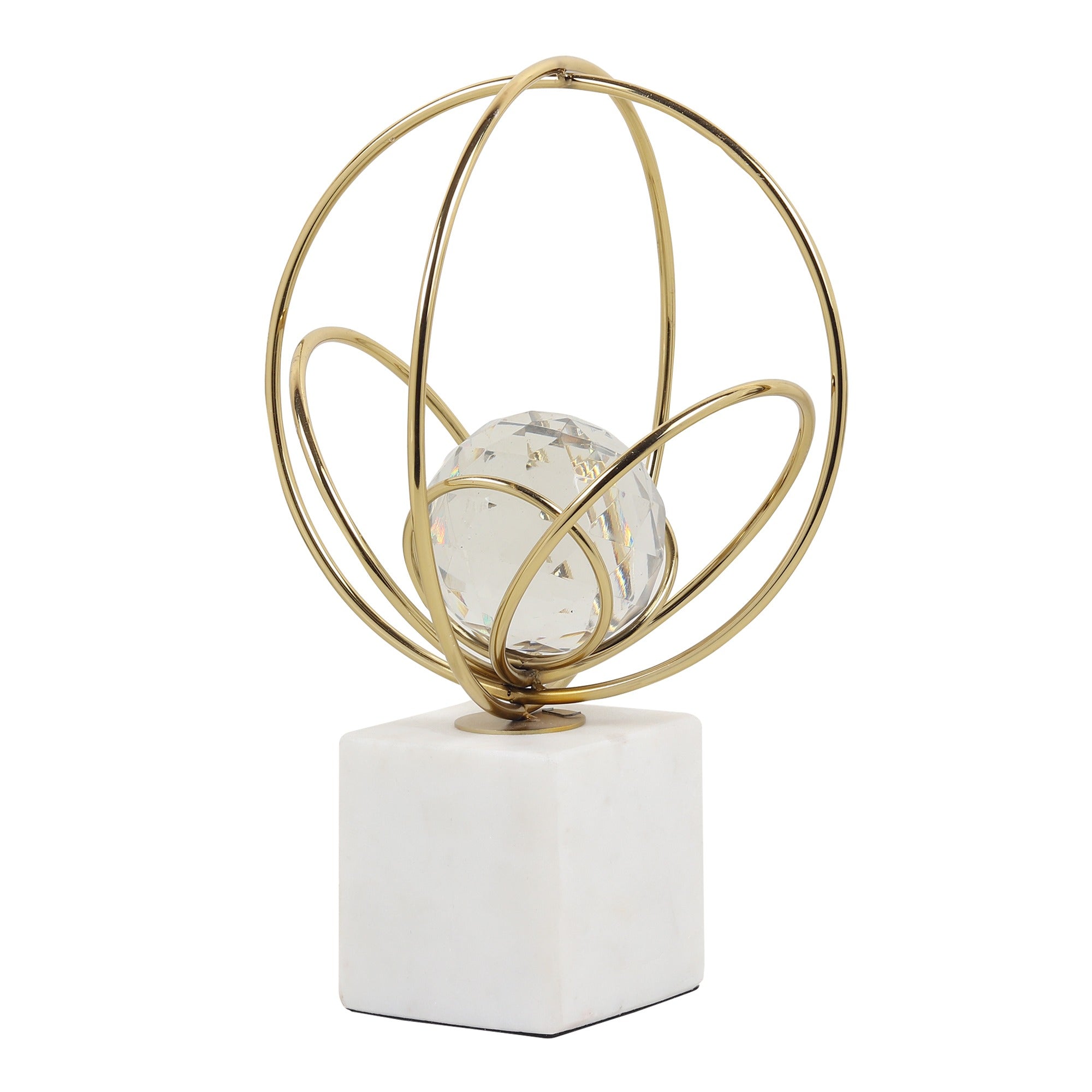Elysian Gold Rings Crystal Ball Sculpture M.M.I. OVERSEAS