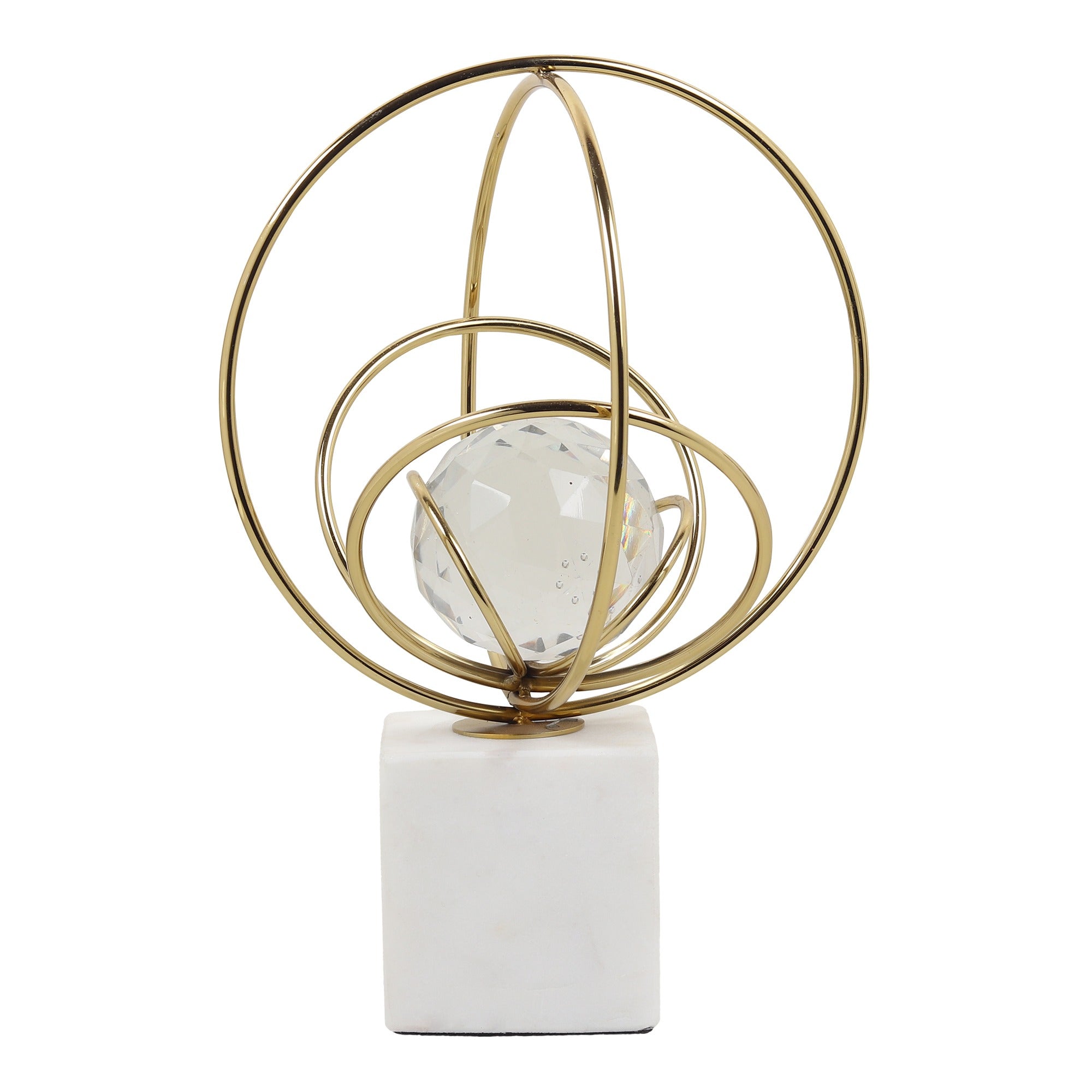 Elysian Gold Rings Crystal Ball Sculpture M.M.I. OVERSEAS