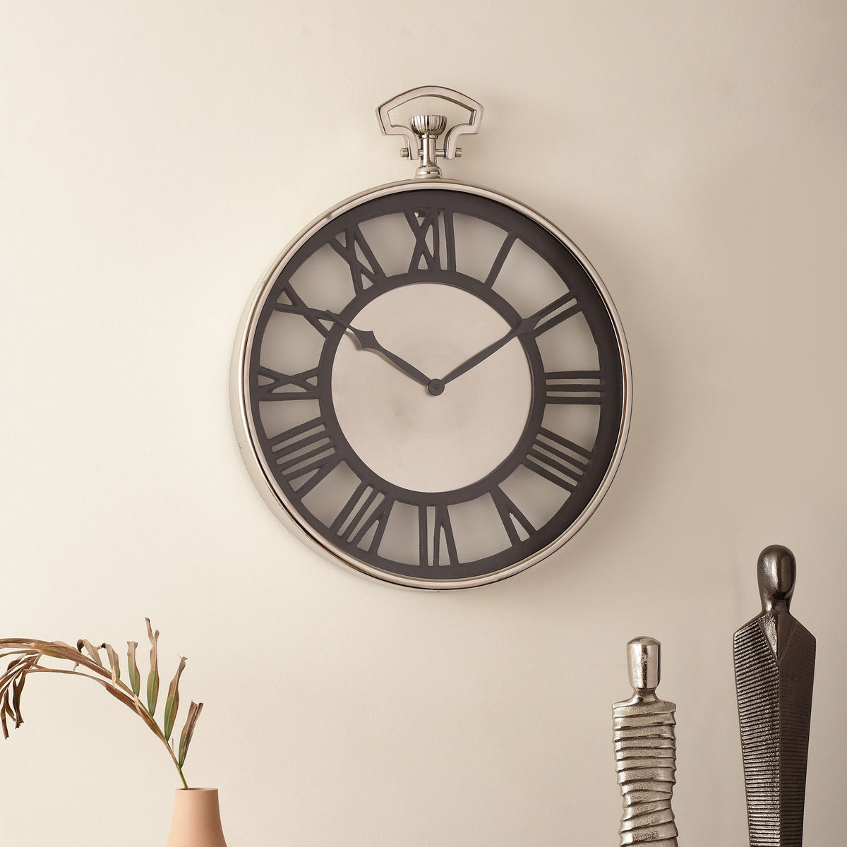 Vigil Wall Clock in Silver M.M.I. OVERSEAS