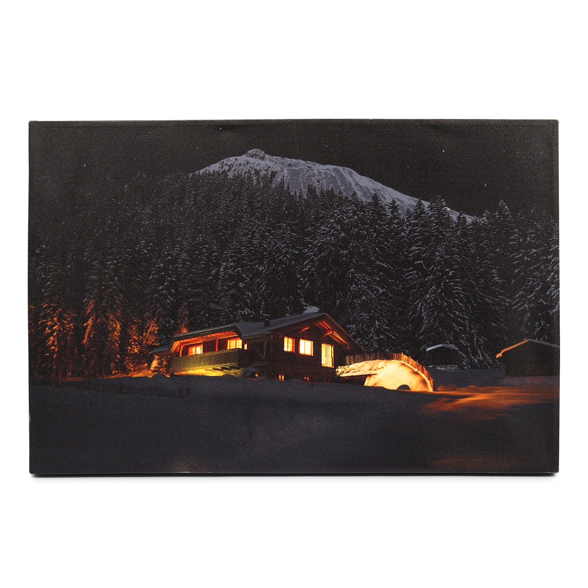Golden Retreat – Illuminated Cabin Wall Art