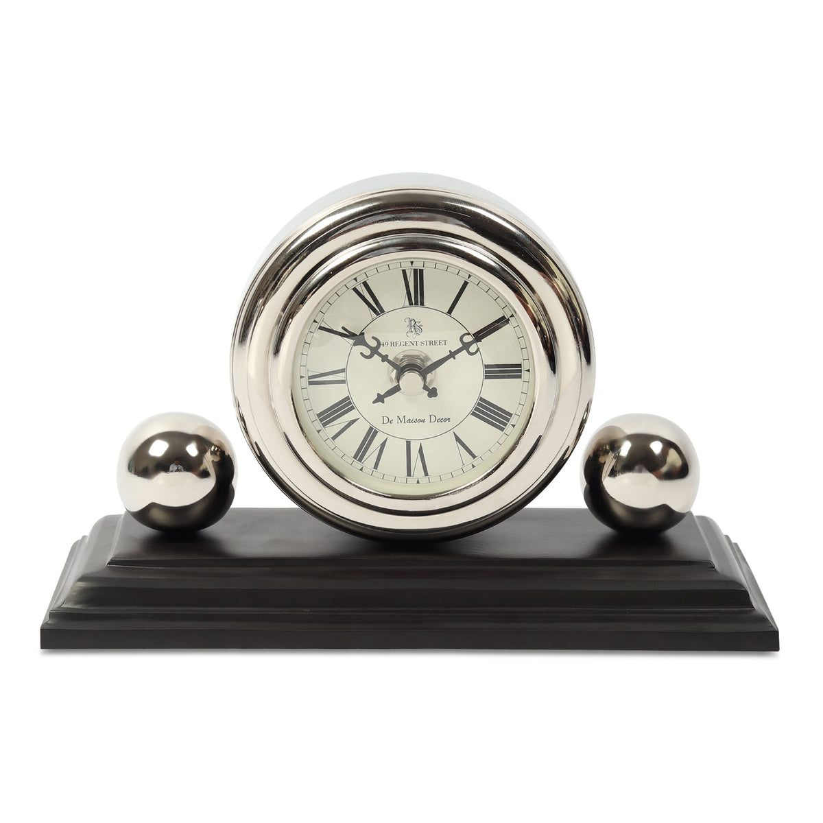 Orbitron table clock in silver M.M.I. OVERSEAS