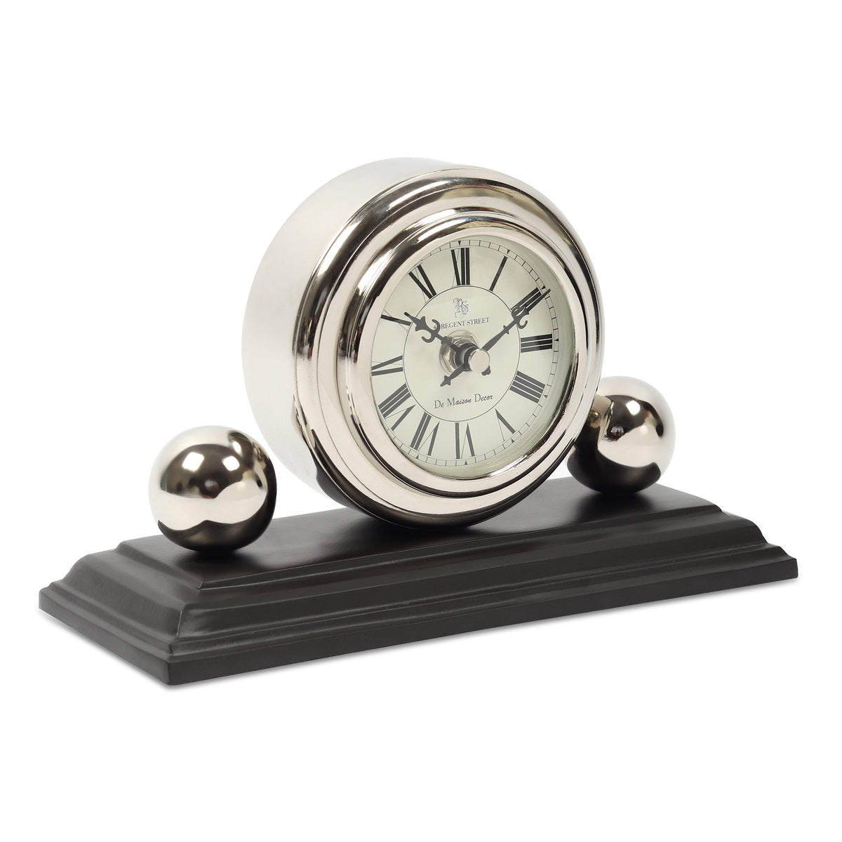 Orbitron table clock in silver M.M.I. OVERSEAS