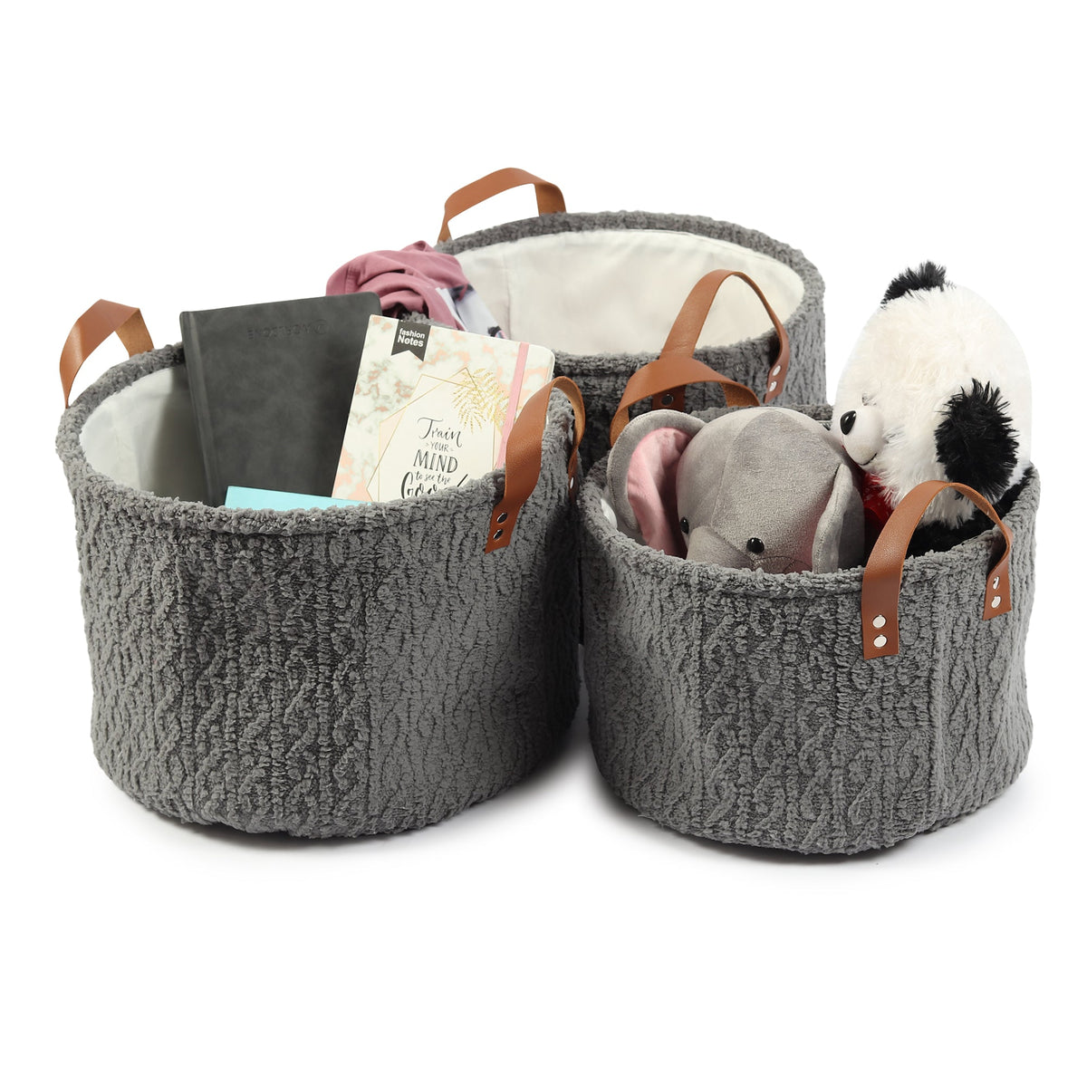 Leni Ash Grey Basket set of 3 M.M.I. OVERSEAS