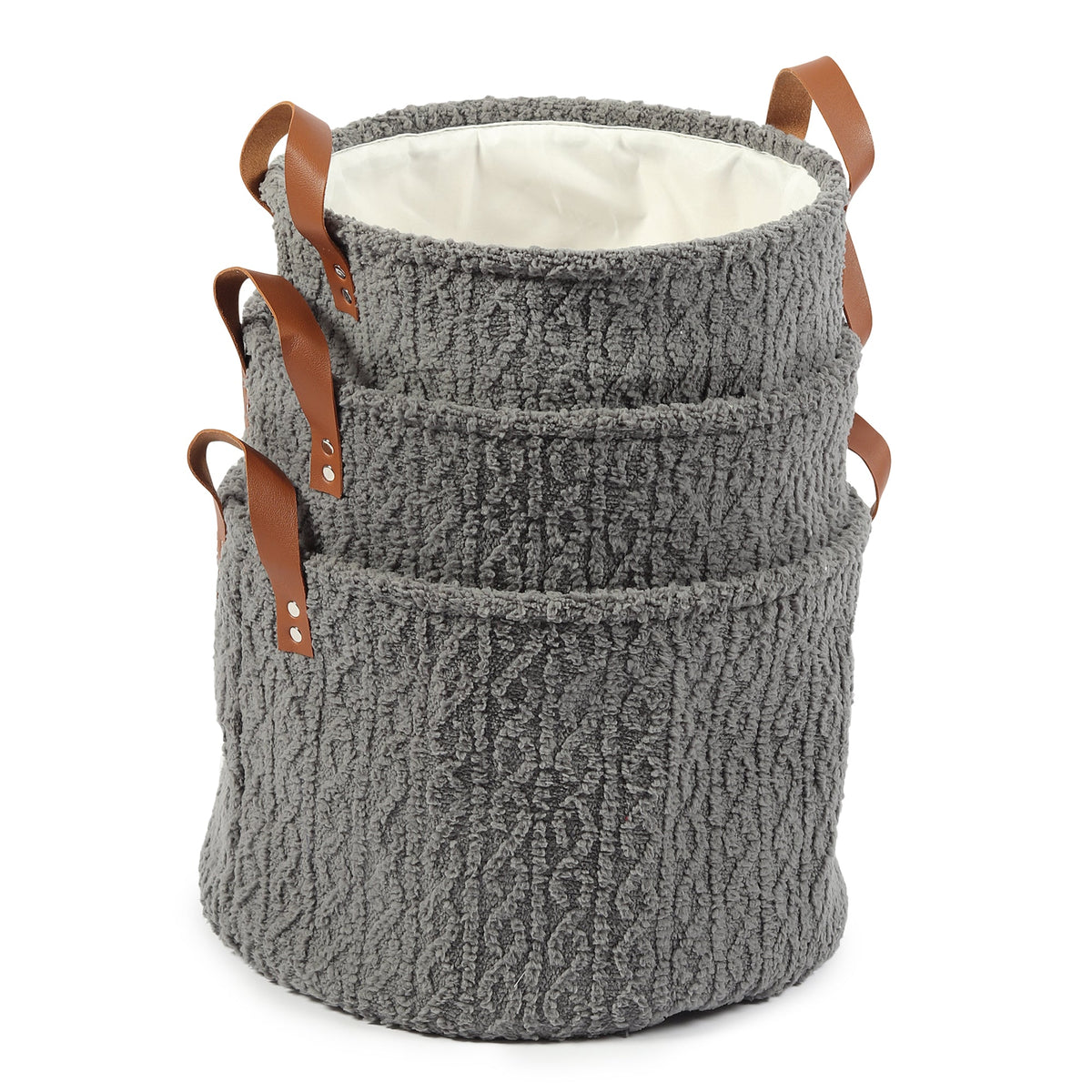 Leni Ash Grey Basket set of 3 M.M.I. OVERSEAS