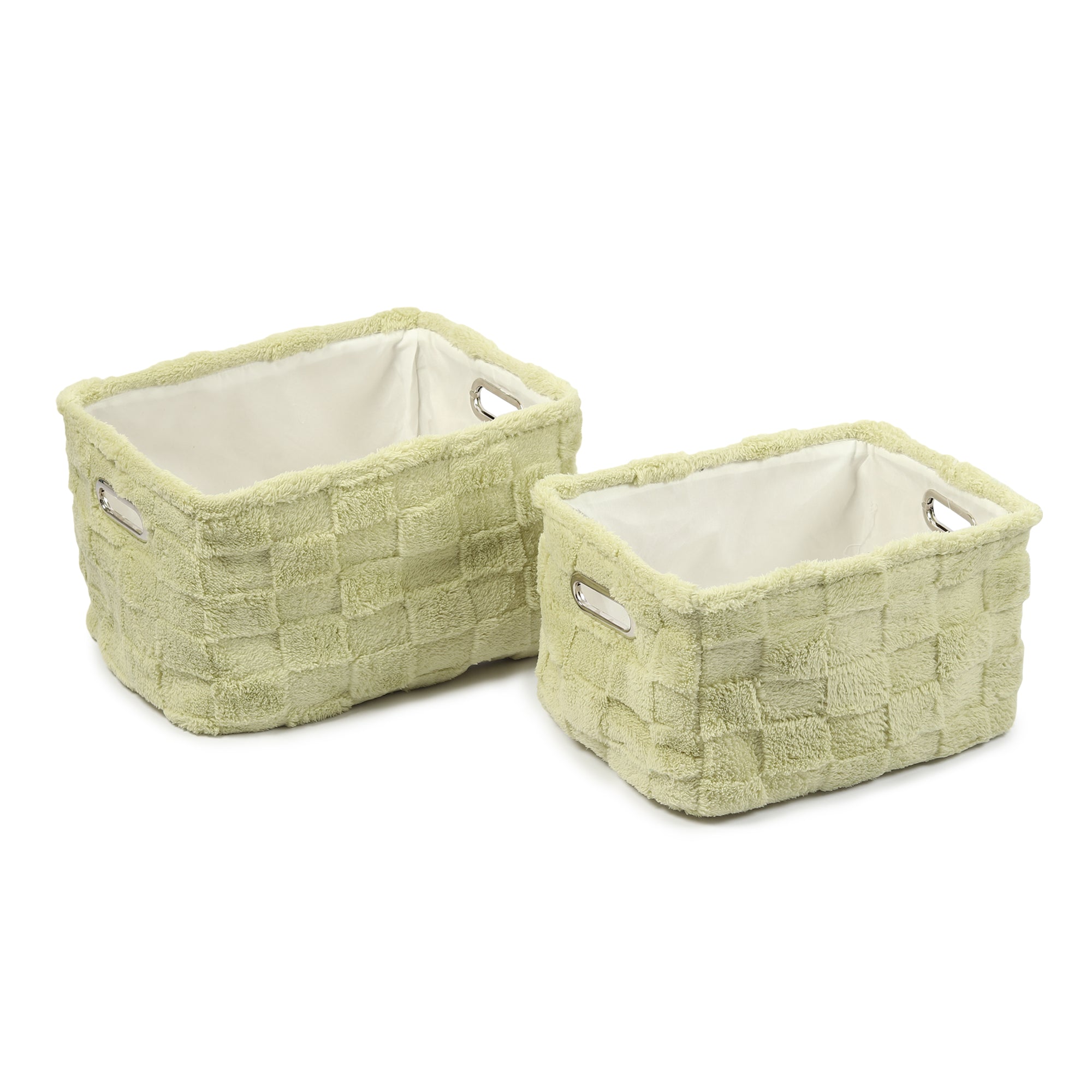 Soft Grid Plush Storage Basket Sage Green Set of 2 - Ouchcart | Storage baskit