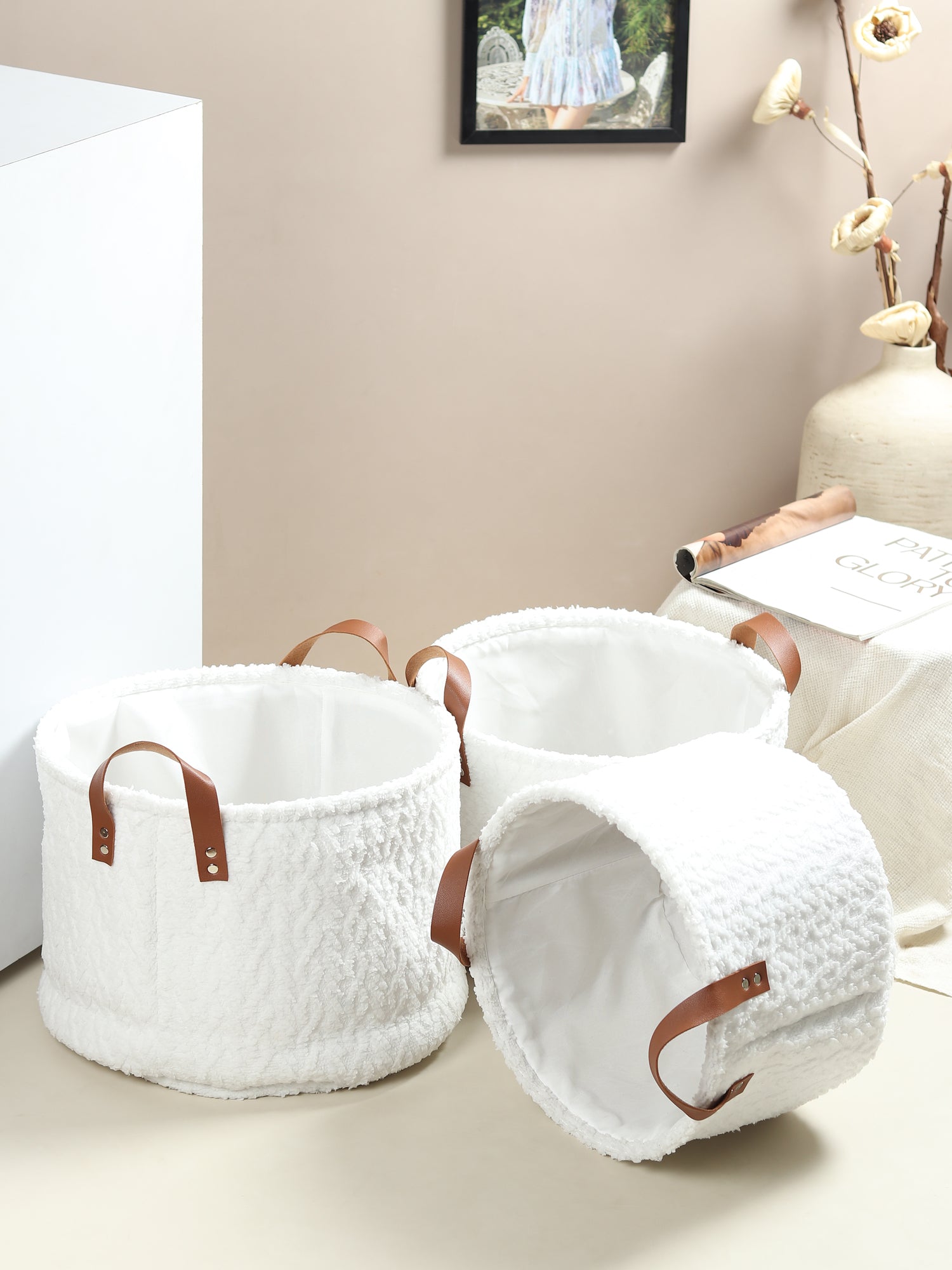 Leni Ivory Basket set of 3 - OUCHCART