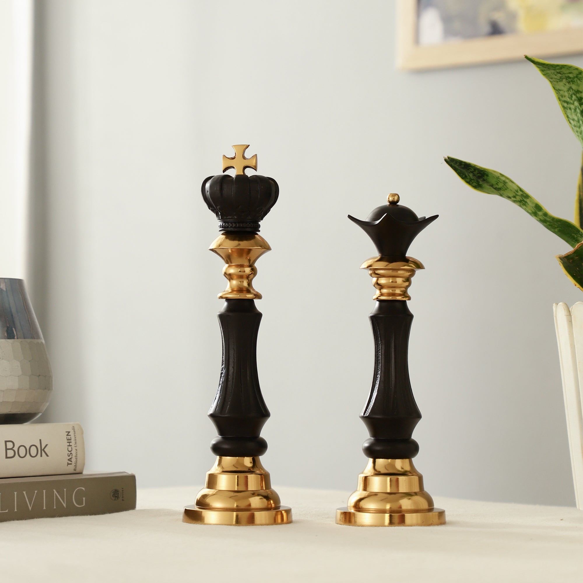 Victoris Gold Black Set of King and Queen Chess - OUCHCART | Chess