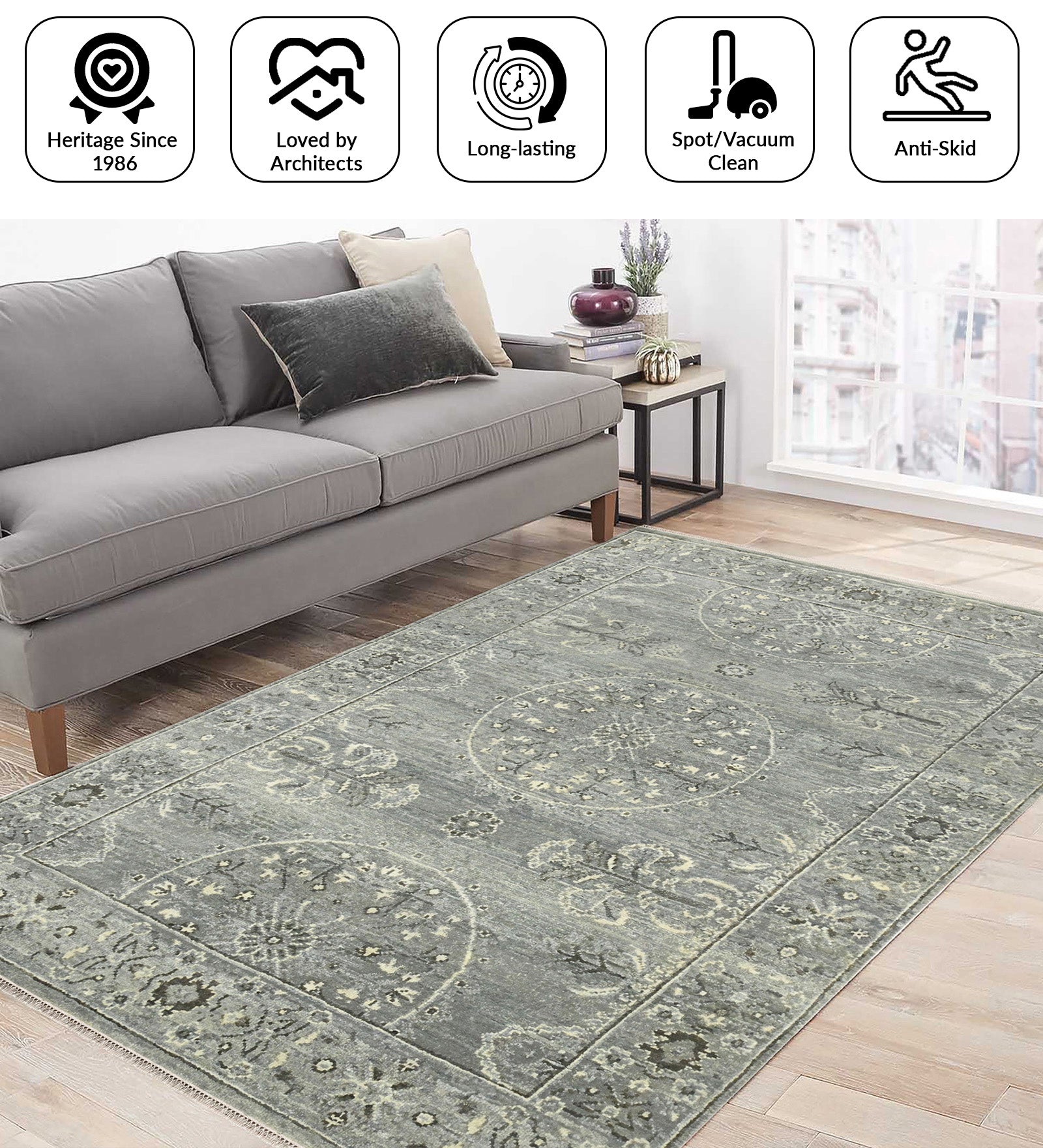 Nuit Arabe Traditional Pattern Hand Knotted Rectangle Anti-Skid Designer Carpet, Area Rug For Bed Room, Living Room - 8'X10'