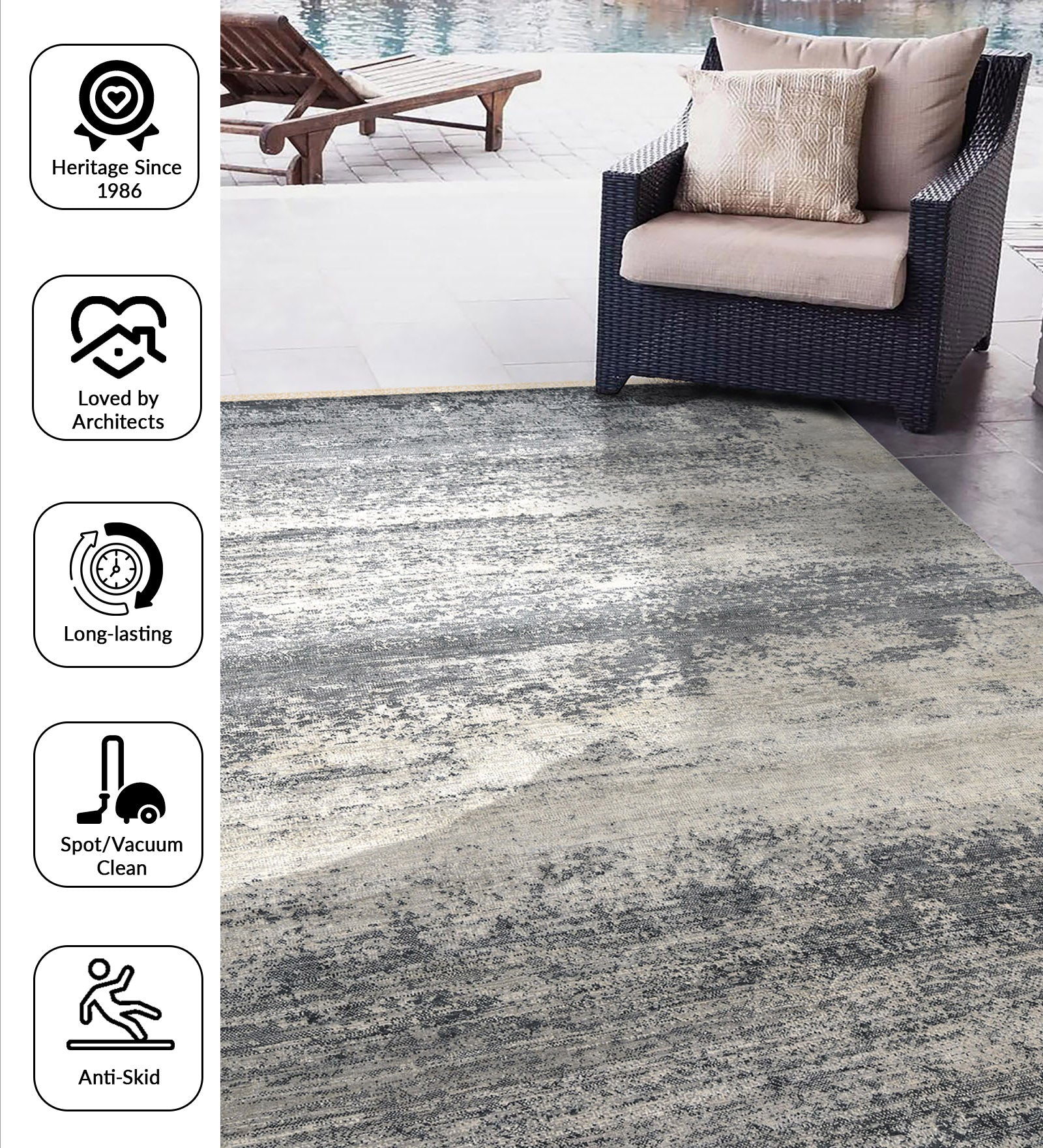 Dazzle Modern Pattern Hand Knotted Rectangle Anti-Skid Designer Carpet, Prayer Rug For Office Cabins, Small Living Spaces - 4'x6'