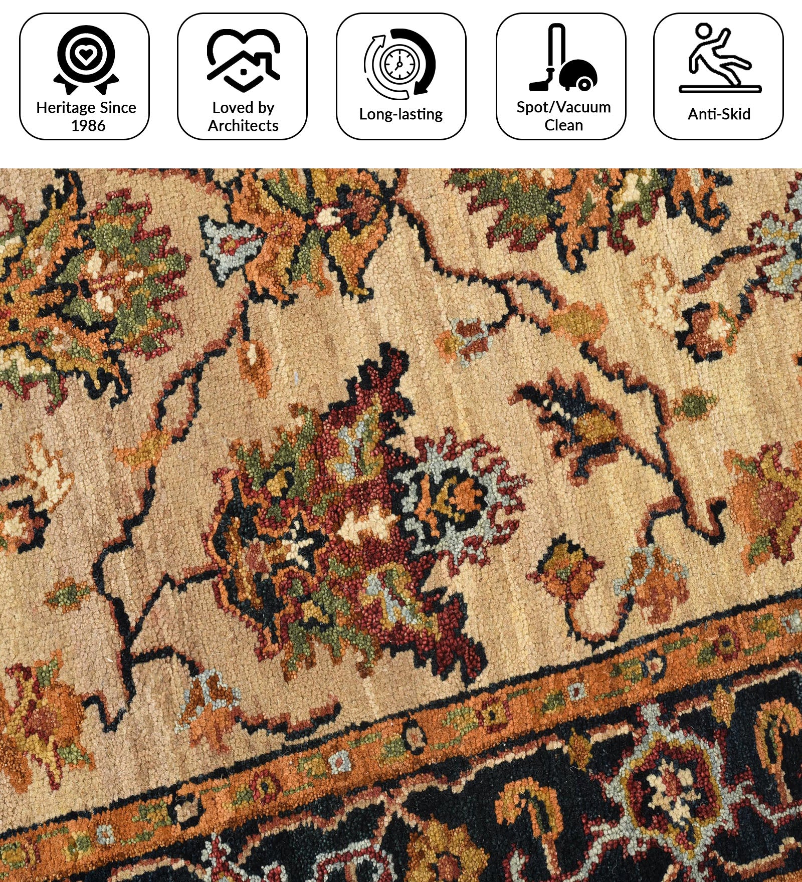 Heritage Classic Pattern Hand Knotted Rectangle Anti-Skid Designer Carpet, Area Rug For Bed Room, Living Room - 2.6"X10' Saraswati Global