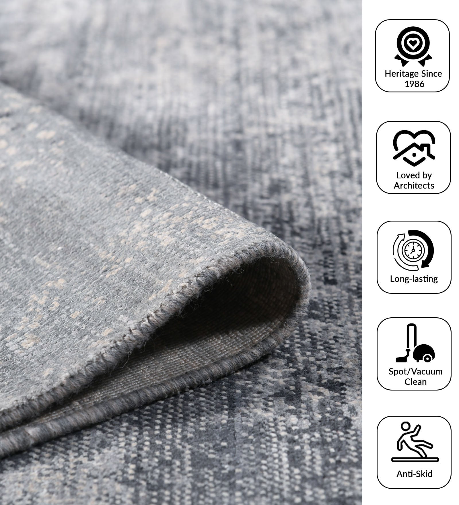 Dazzle Modern Pattern Hand Knotted Rectangle Anti-Skid Designer Carpet, Prayer Rug For Office Cabins, Small Living Spaces - 2'x3'