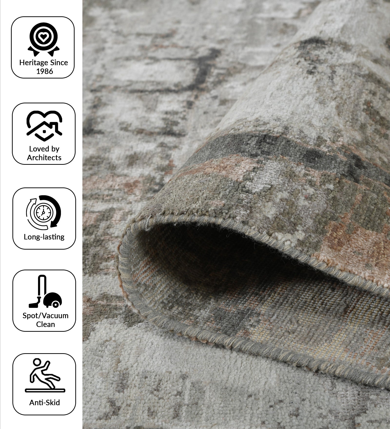 Ensemble Modern Pattern Hand Knotted Rectangle Anti-Skid Designer Carpet, Prayer Rug For Office Cabins, Small Living Spaces - 4'x6'