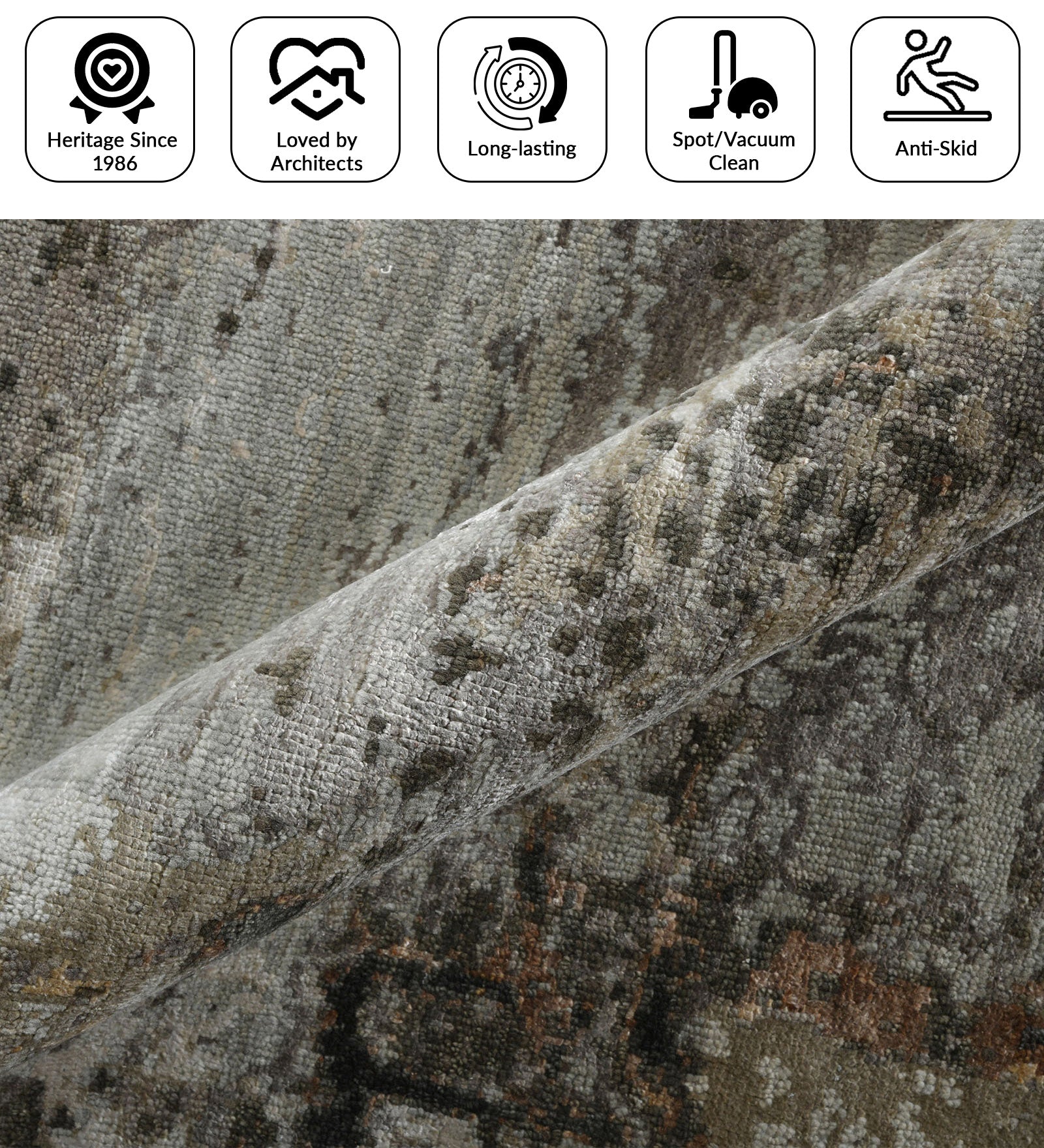 Ensemble Modern Pattern Hand Knotted Rectangle Anti-Skid Designer Carpet, Area Rug For Bed Room, Living Room - 6'x9'