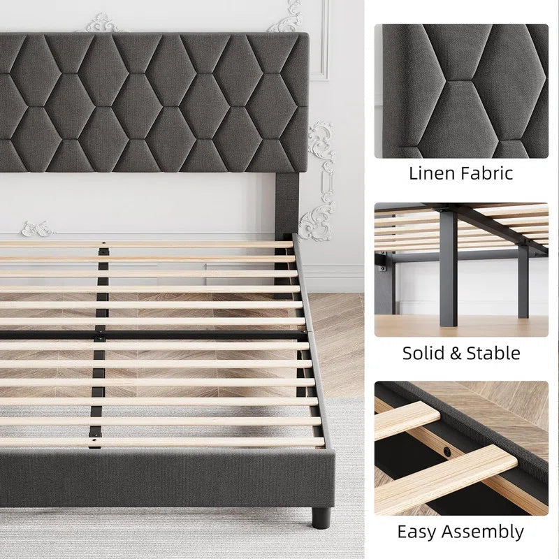 Iokua Upholstered Platform Bed OUCH CART