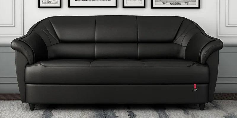 Leatherette 3 Seater Sofa in Black Colour - Ouch Cart