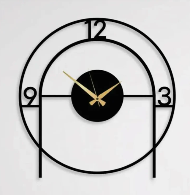 Geometrical dial black wallclock N.R.HOMESDECOR
