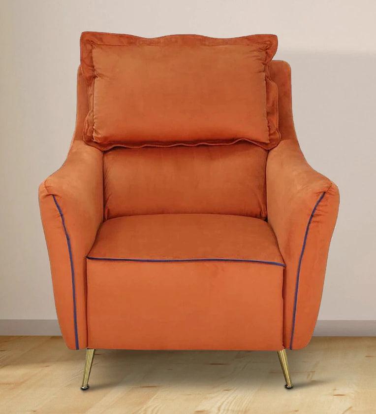 Velvet 1 Seater Sofa In Rust Colour - Ouch Cart