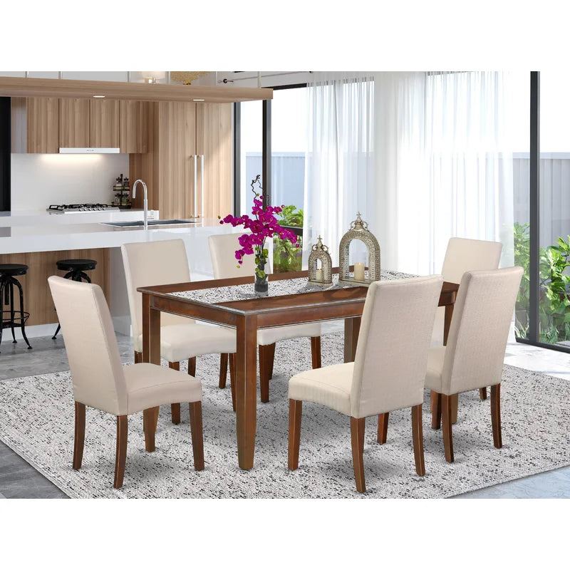 "Timeless 7-Piece Solid Wood Dining Set: Elegance and Durability for Every Meal"