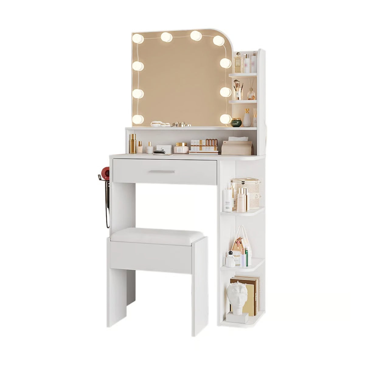 Jaseria Vanity Desk withPower Outlet – Bedroom Makeup Table