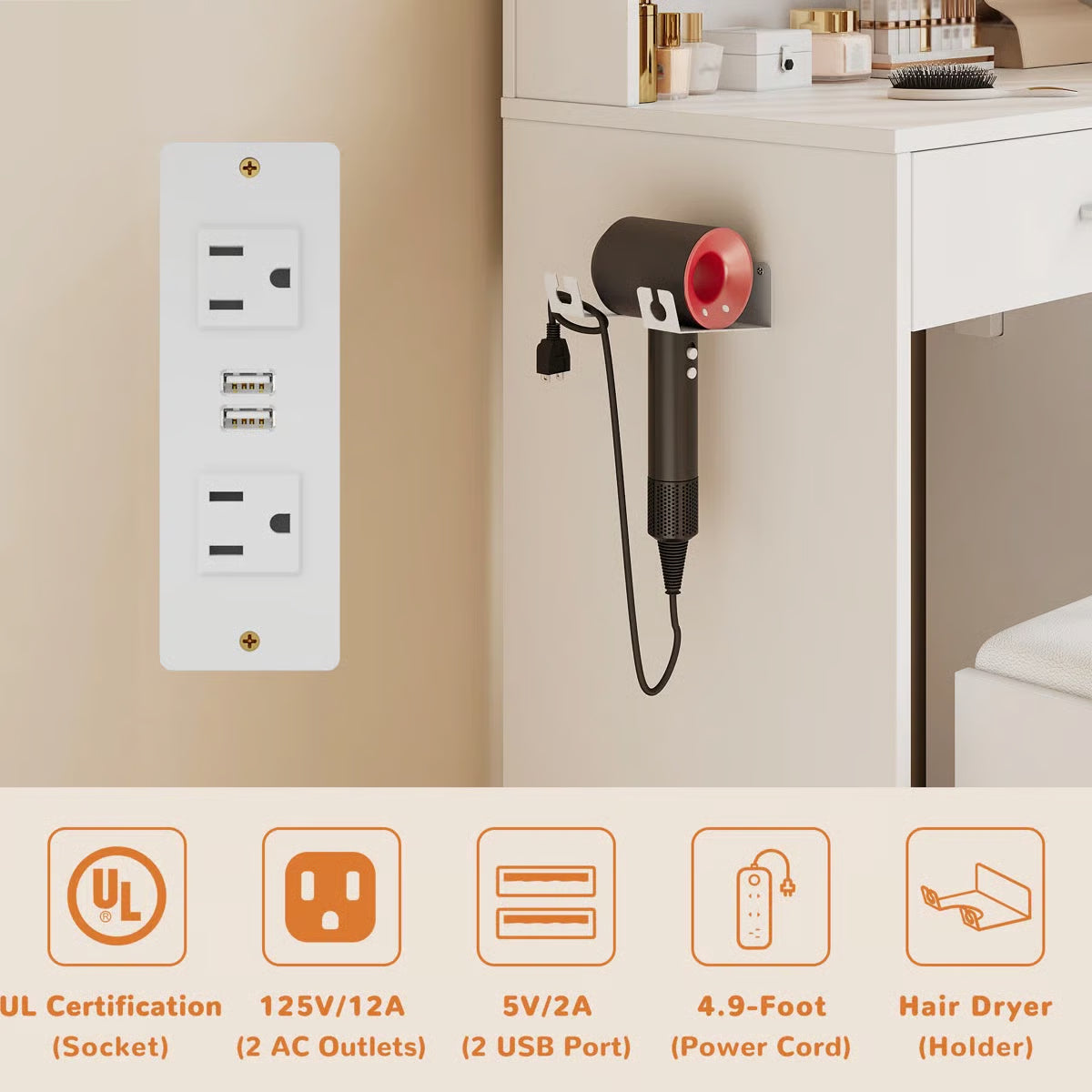 Jaseria Vanity Desk with Lighted Mirror & Power Outlet – Bedroom Makeup Table -OUCH CART |Dressing table