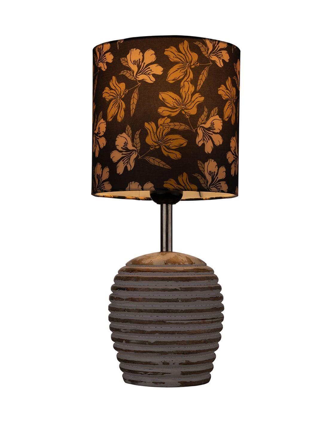 Stripped Distress White Lamp with Black Floral multicolor shade - Ouch Cart