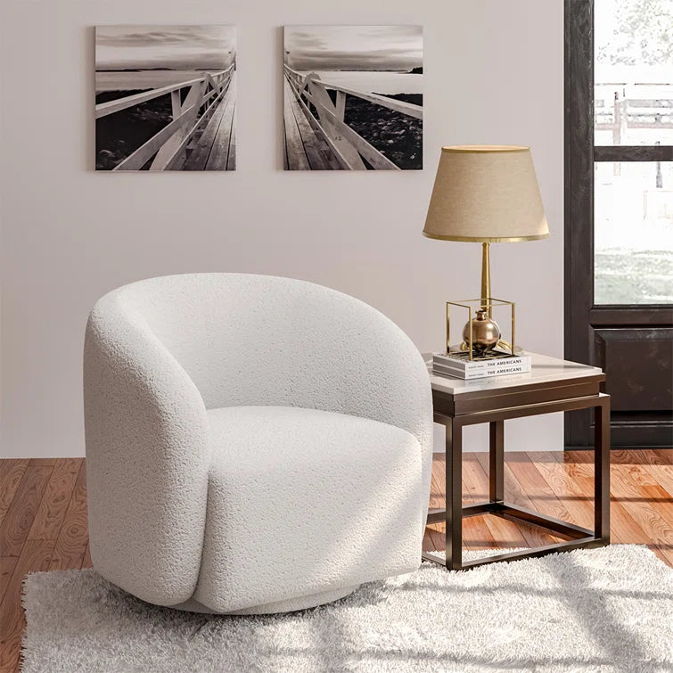 Jhirayr  Wide Velvet Upholstered Swivel Sofa Chair