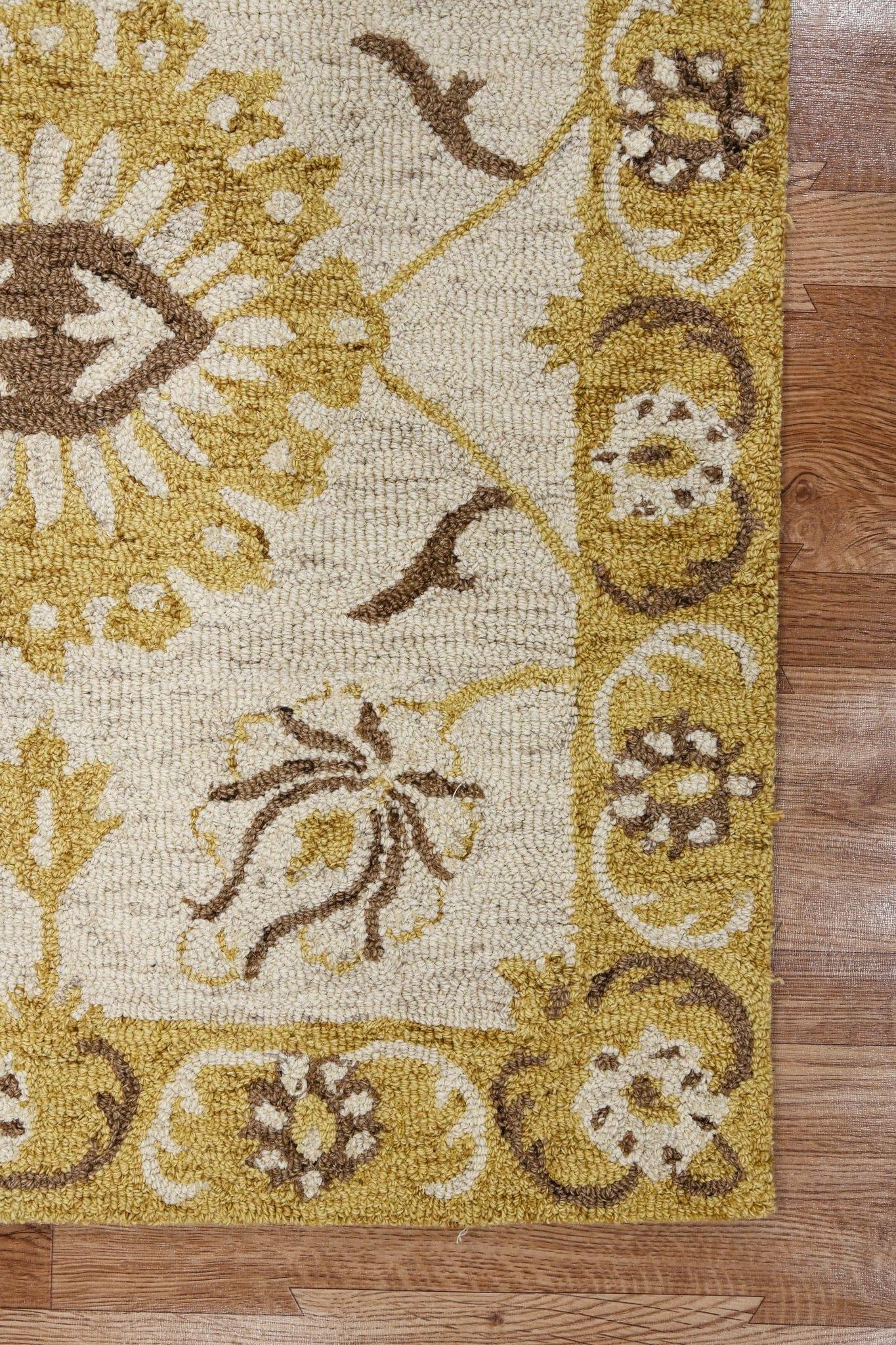 Gold Wool Romania 5x8 Feet Hand-Tufted Carpet - Rug - Ouch Cart