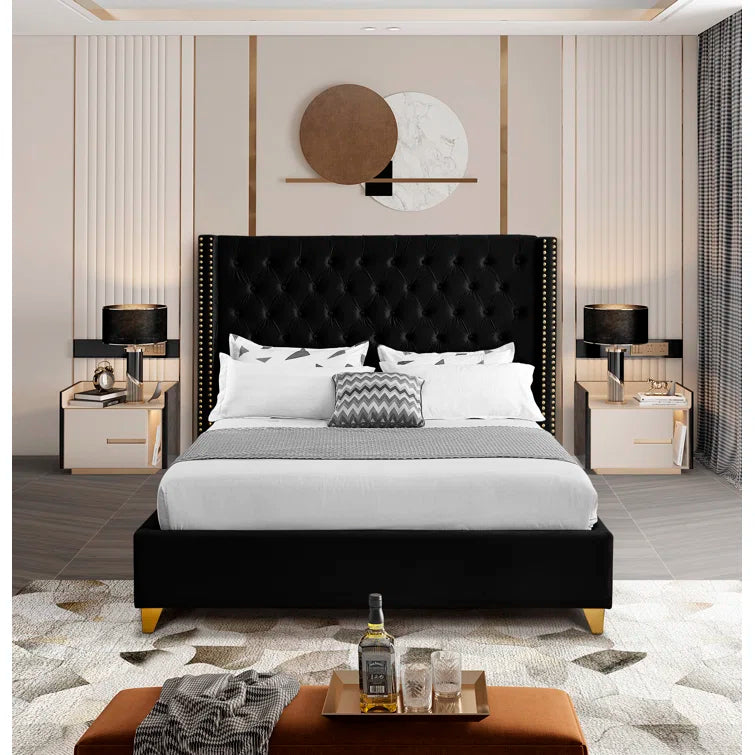 Joclynn Upholstered Wingback Bed OUCH CART