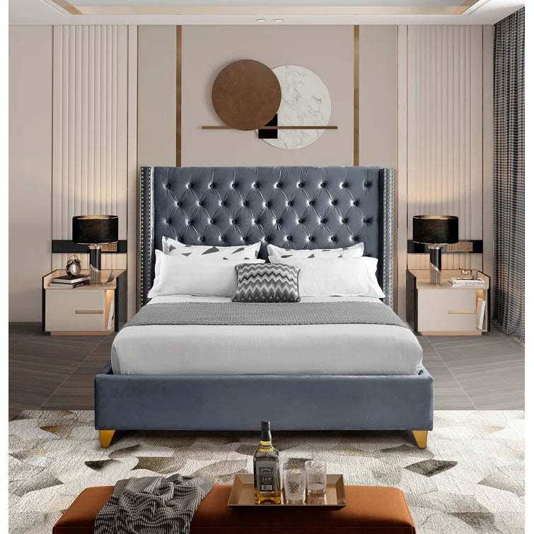 Joclynn Upholstered Wingback Bed OUCH CART