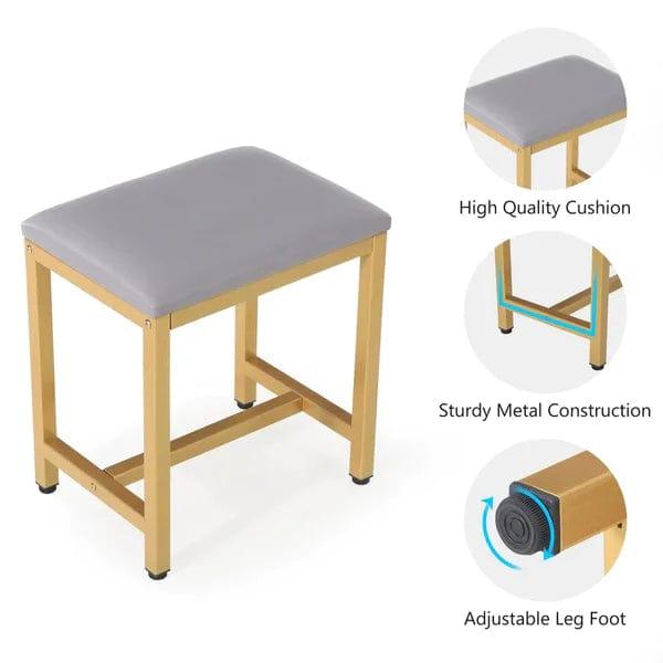 Ines Vanity wooden dressing table design with stool makeup modern corner mirrored dressing table, Vanity Desk with Drawers and Cabinets, Makeup Table Mirror and Lights, Modern Dressing Table with Stool for Women Gift - Ouch Cart