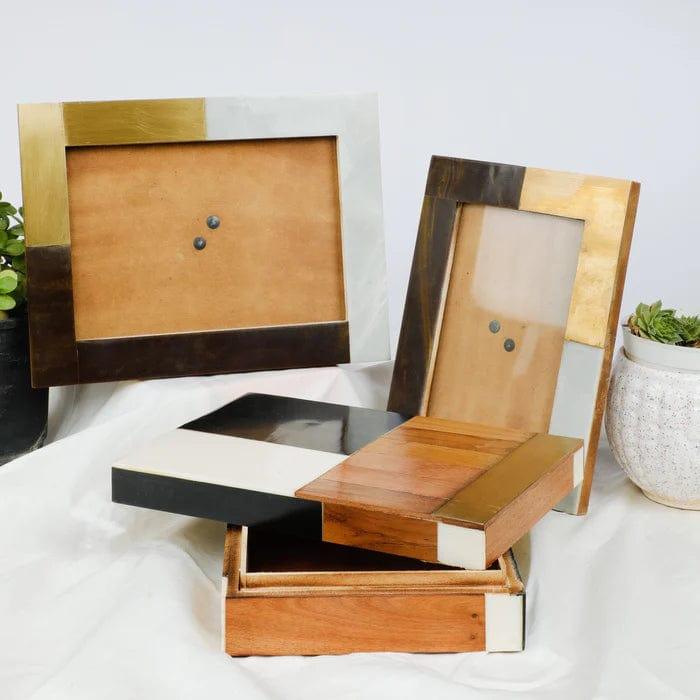Stylish Photo Frames With Jewelry Box Combo In Brass , Marble and Wood By Fita - Ouch Cart