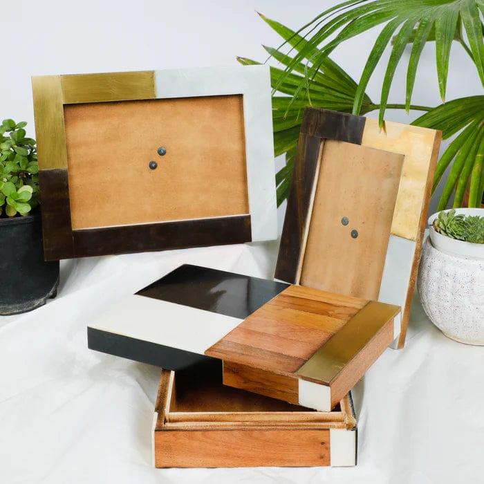 Stylish Photo Frames With Jewelry Box Combo In Brass , Marble and Wood By Fita - Ouch Cart