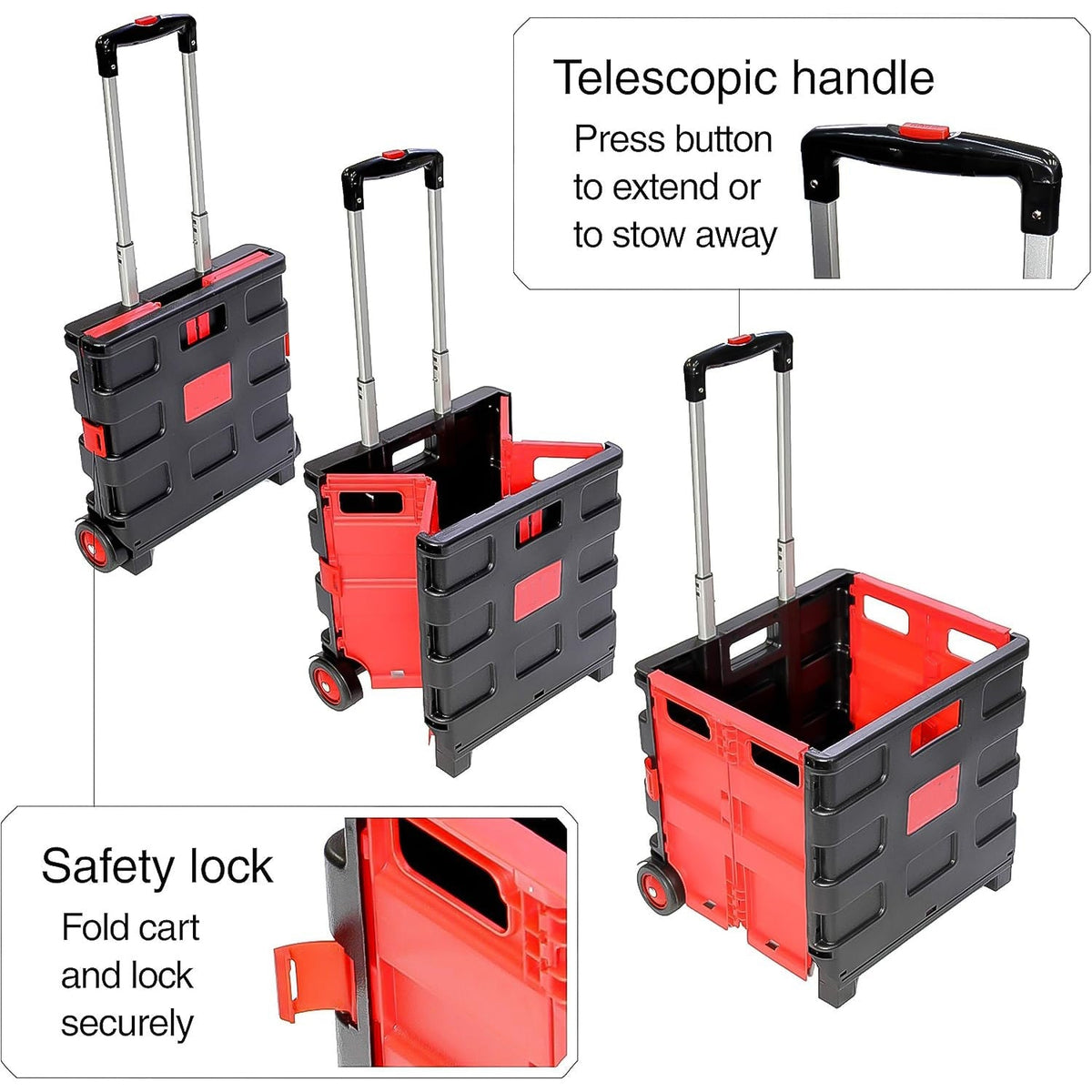 Foldable Shopping Grocery Trolley Cart Travel Portable Food Basket (1 Pc) Wukusy