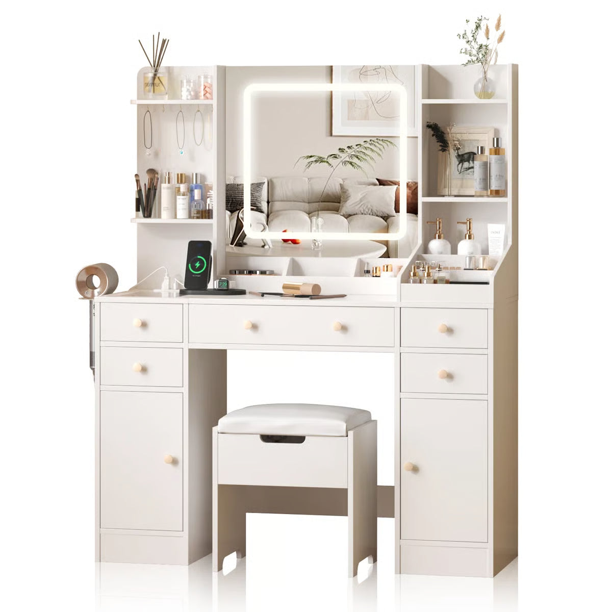 Elegant Kahala Makeup Vanity Desk with Drawers