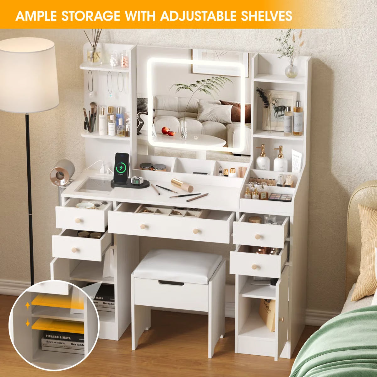 Elegant Kahala Makeup Vanity Desk with Drawers-OUCH CART |Dressing table