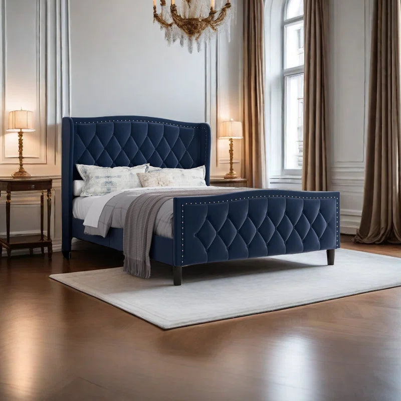 Kailiah Upholstered Metal Wingback Bed OUCH CART