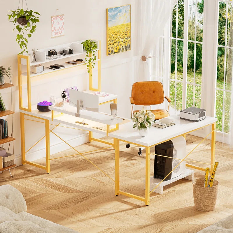 U-Shaped Metal Base Computer Desk Ouch Cart