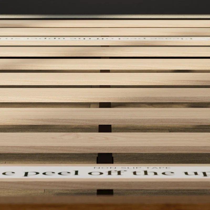 Karlie Bed Frame with Deatiled Wood Headboard - Ouch Cart