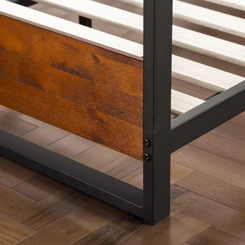 Karlie Bed Frame with Deatiled Wood Headboard - Ouch Cart