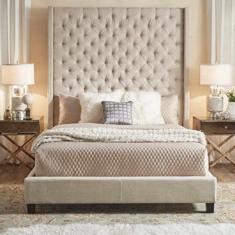 Kaster Upholstered Wingback Bed OUCH CART