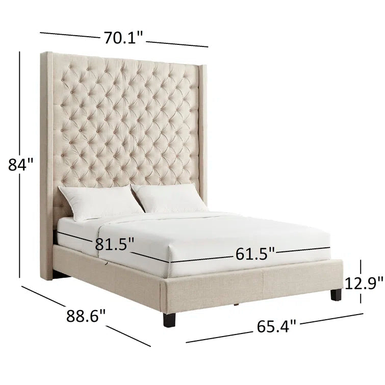 Kaster Upholstered Wingback Bed OUCH CART