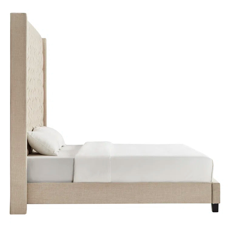 Kaster Upholstered Wingback Bed OUCH CART