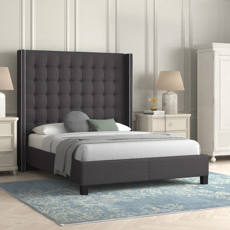 Kaster Upholstered Wingback Bed OUCH CART