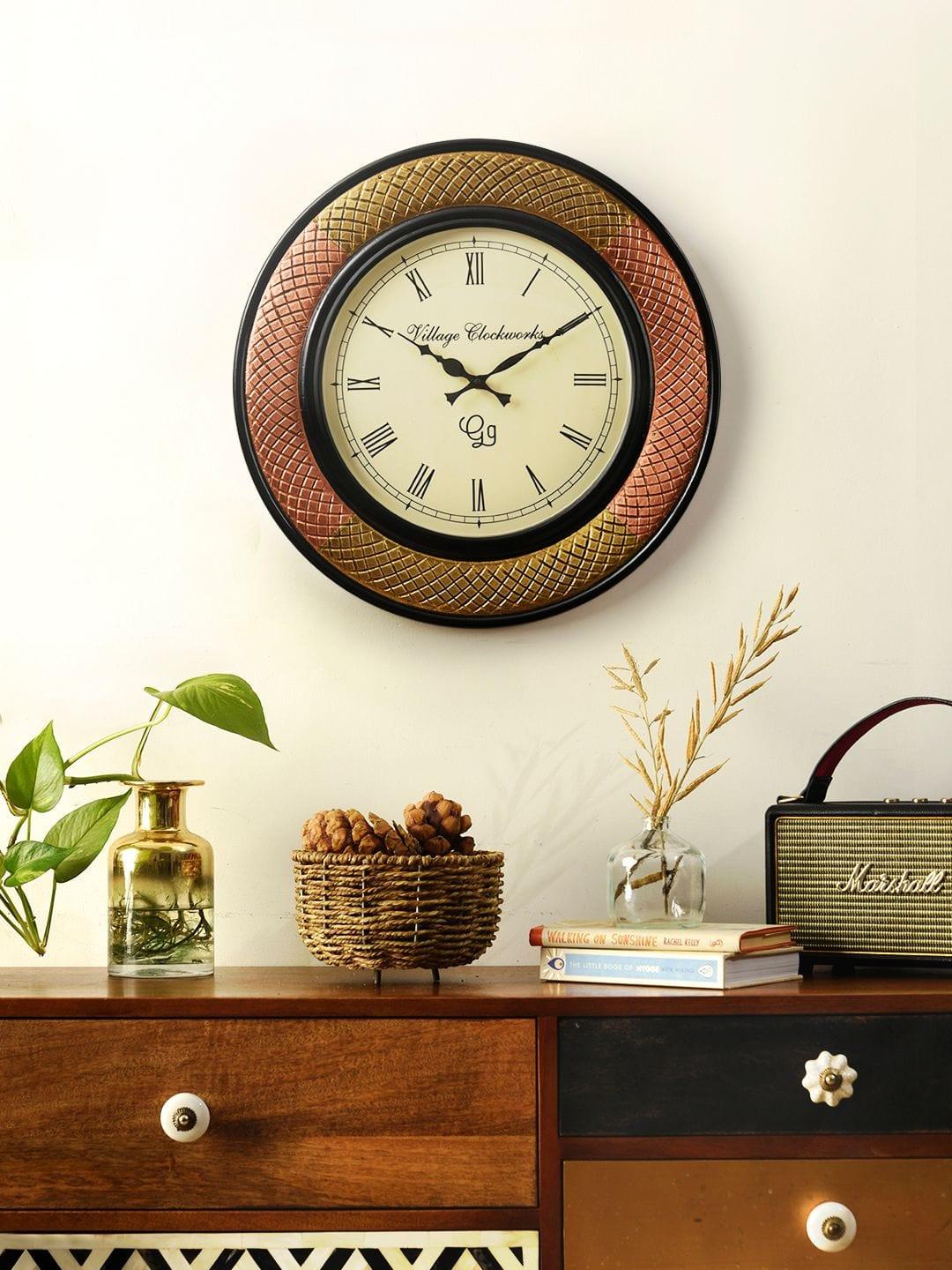 Round Polish with Metal Brass 18 Inches Wall Clock - Ouch Cart